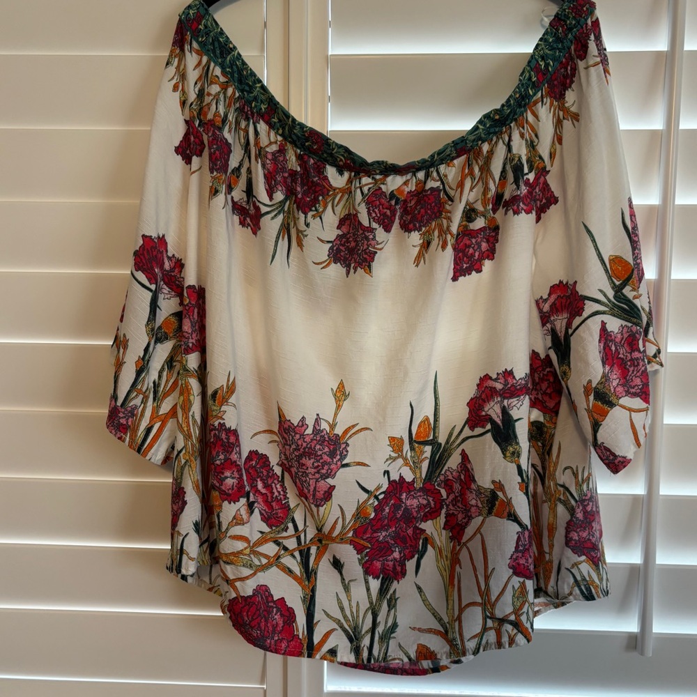 Flying Tomato Womens Off Shoulder Blouse Plus Size‎ 3X Tropical Beachy Flowy